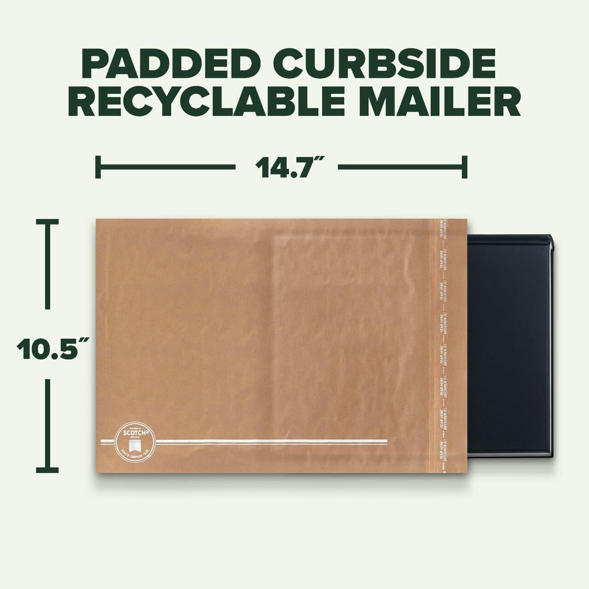 Curbside Recyclable Padded Mailers, 10 Pack, 10.5 x 14.75 in