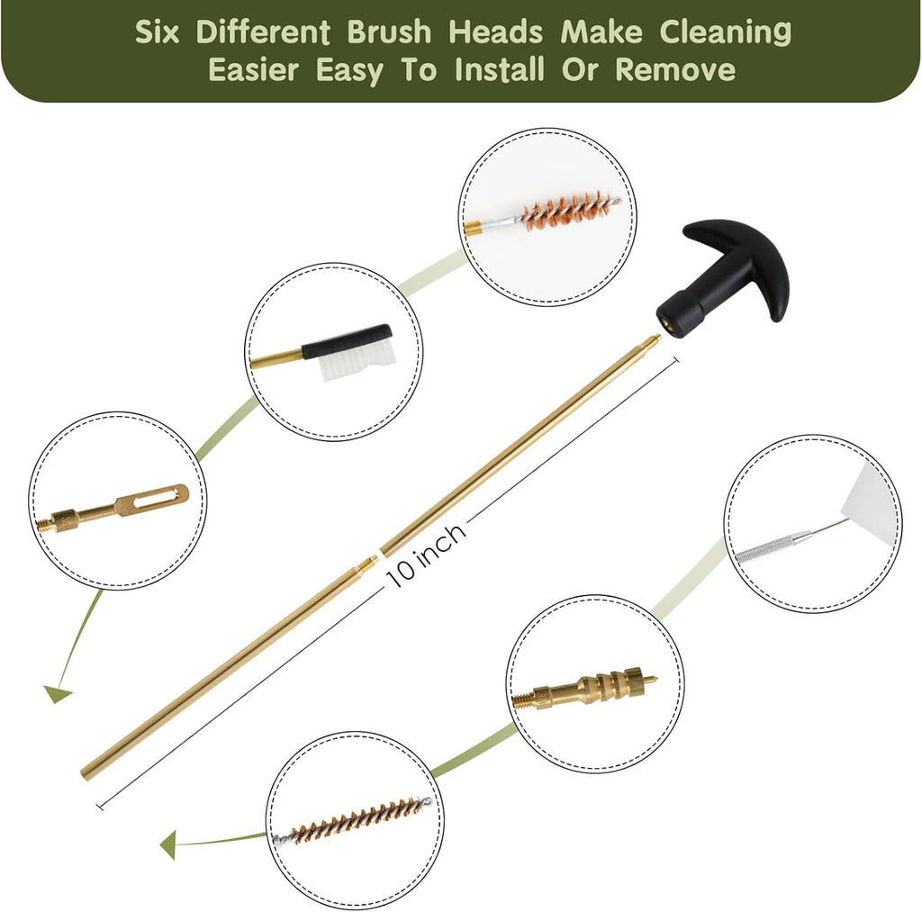 Universal Handgun Cleaning Kit for .22 .357/.38/9mm .40 .45 Cal | Gun Cleaning Supplies with 9mm Gun Snakes, Gun