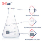 Conical Flasks Set, 500 mL Glass Erlenmeyer Flasks, Narrow Mouth, 3.3 Borosilicate Glass Conical Flask Set (case of
