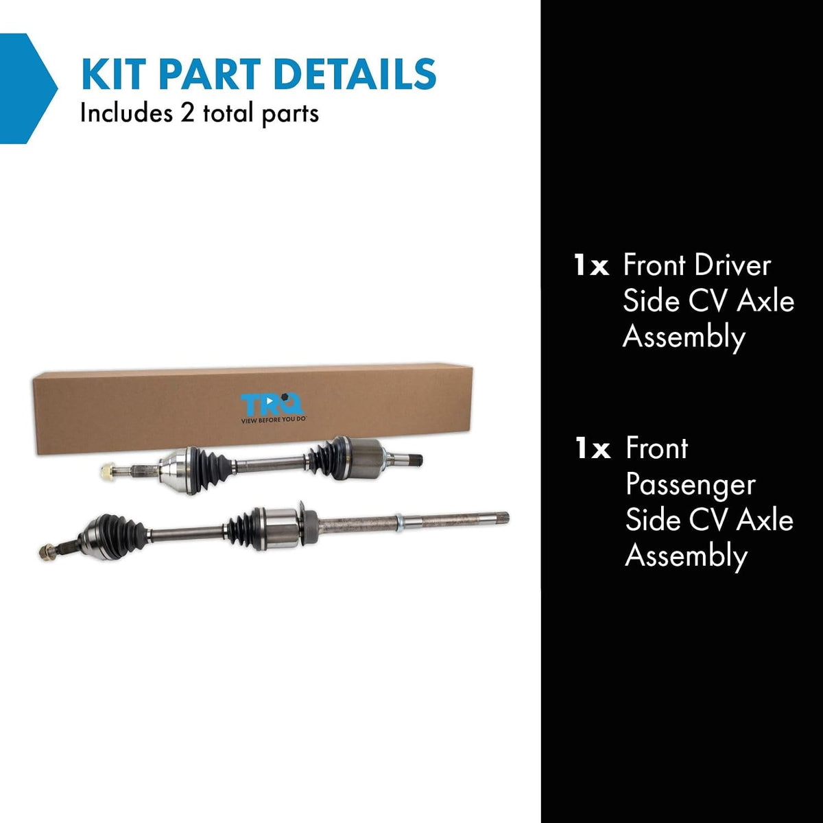 TRQ Front 2 Piece CV Axle Shaft Assembly Set