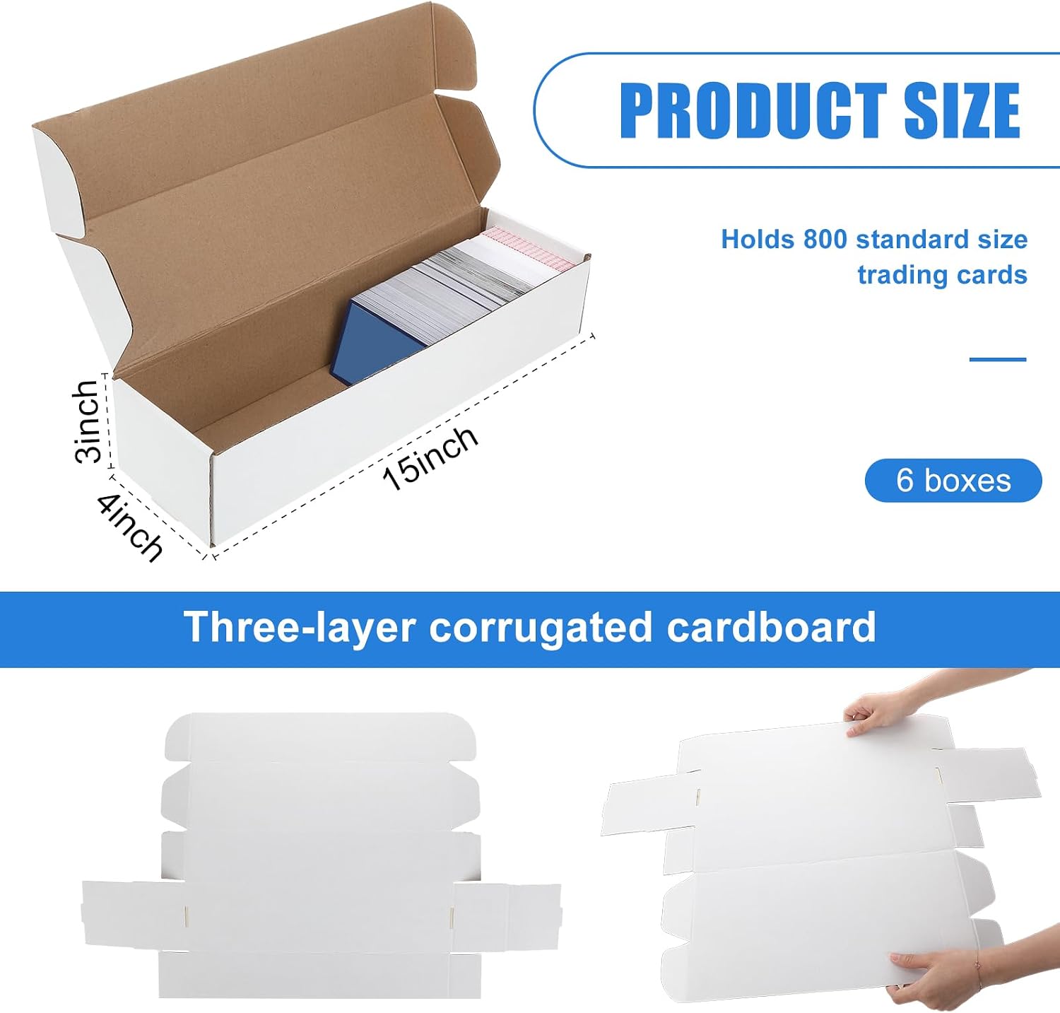 800 Count Trading Card Storage Box White Cardboard Sports Card Storage Box Collectible Cases for Sports Gaming