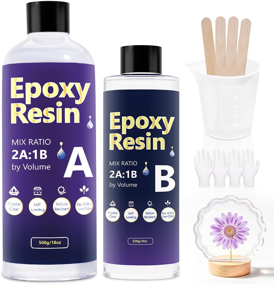 Deep Pour Epoxy Resin 27oz - 2:1 Crystal Clear Deep Pour Epoxy for 2-4 Inch Depth, No Yellowing & High Hardness