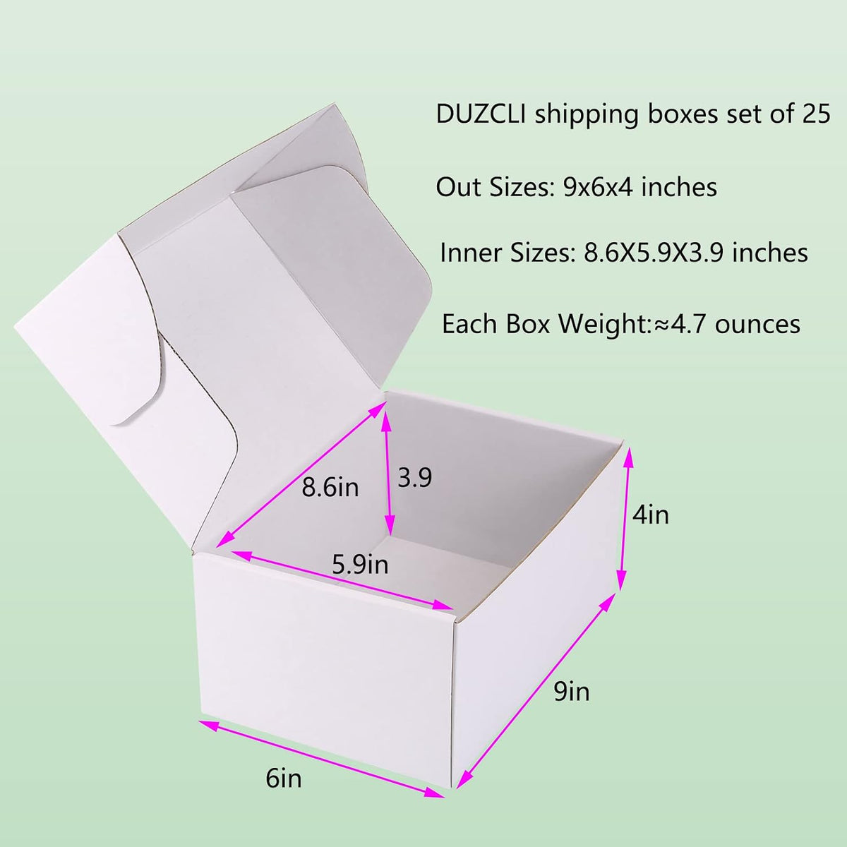 Small Shipping Boxes 9x6x4 Inch (25 Pack) - Sturdy White Corrugated Cardboard Boxes for Small Business, Ecommerce