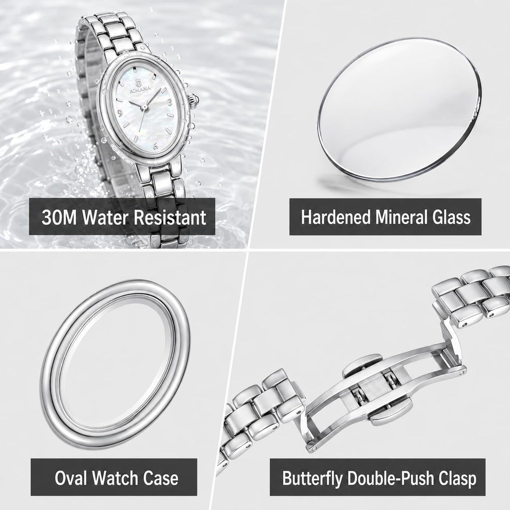 Women’s Oval Bracelet Watch Stainless Steel Easy Read Dial | Stainless steel bracelet, oval easy-read dial, 21mm