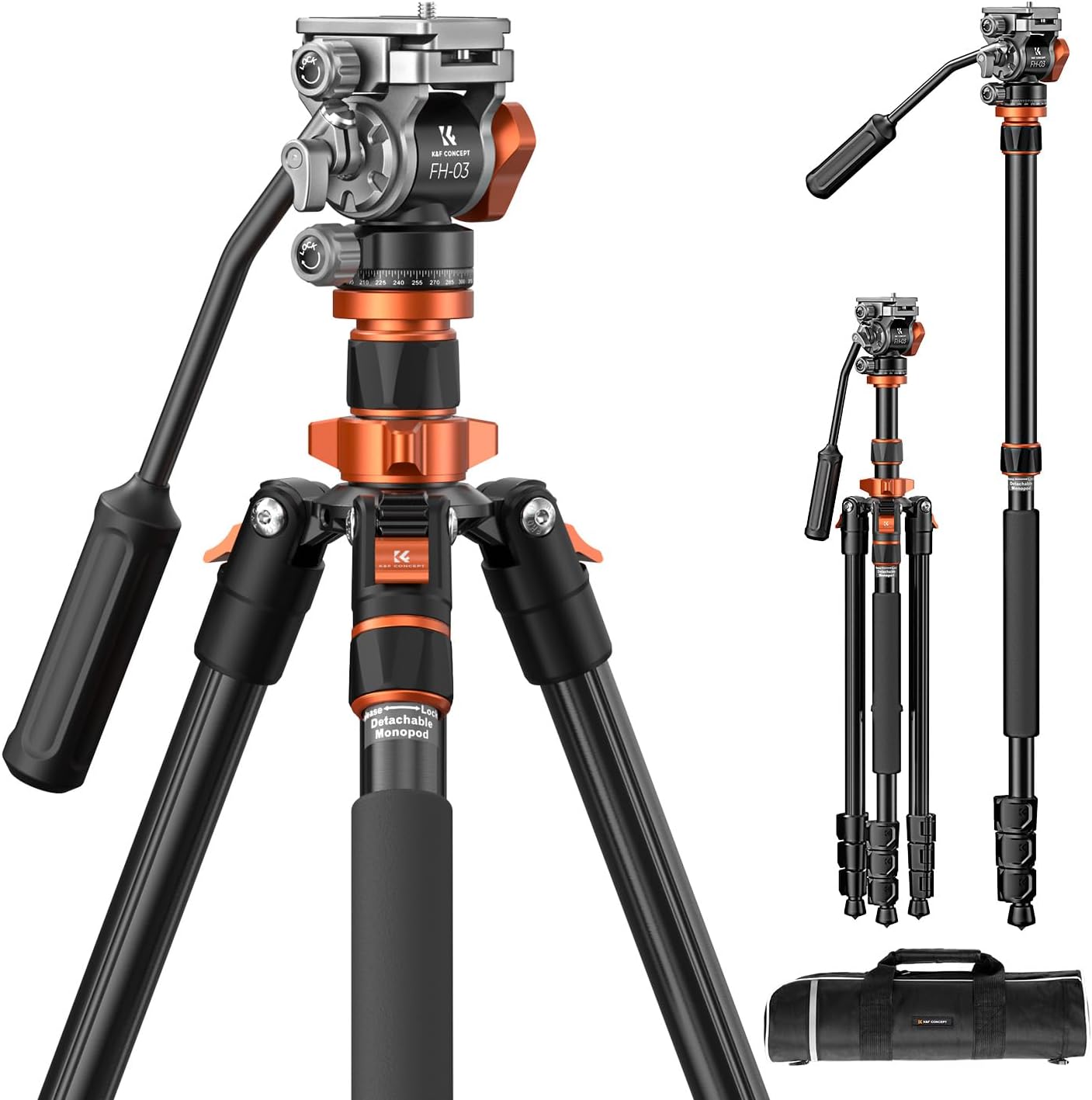 83" Camera Video Tripod for DSLR | Compact Aluminum, 360° Panorama Fluid Head, Travel, Video, Live Streaming