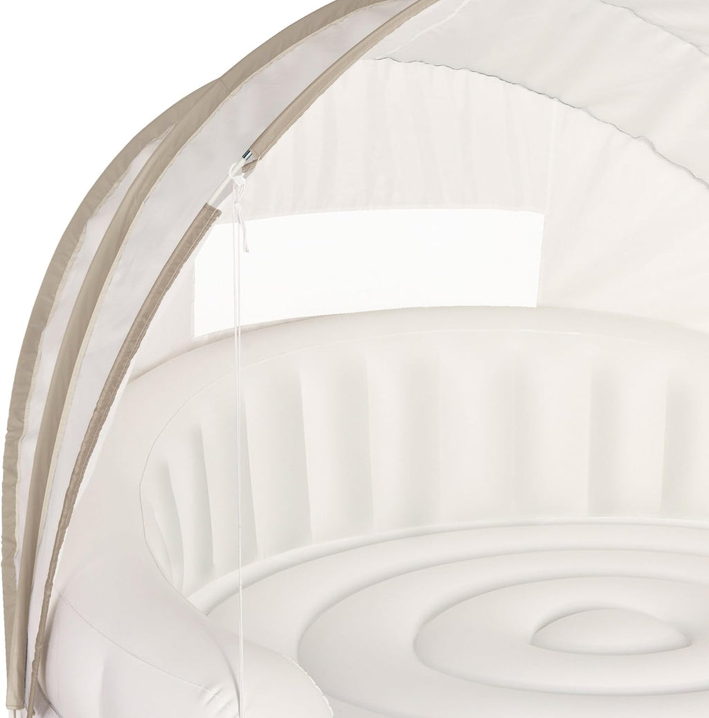 Canopy Island Inflatable Pool Float: Comfortable Lounge Surface – Built-in Cup Holders – Detachable Sunshade