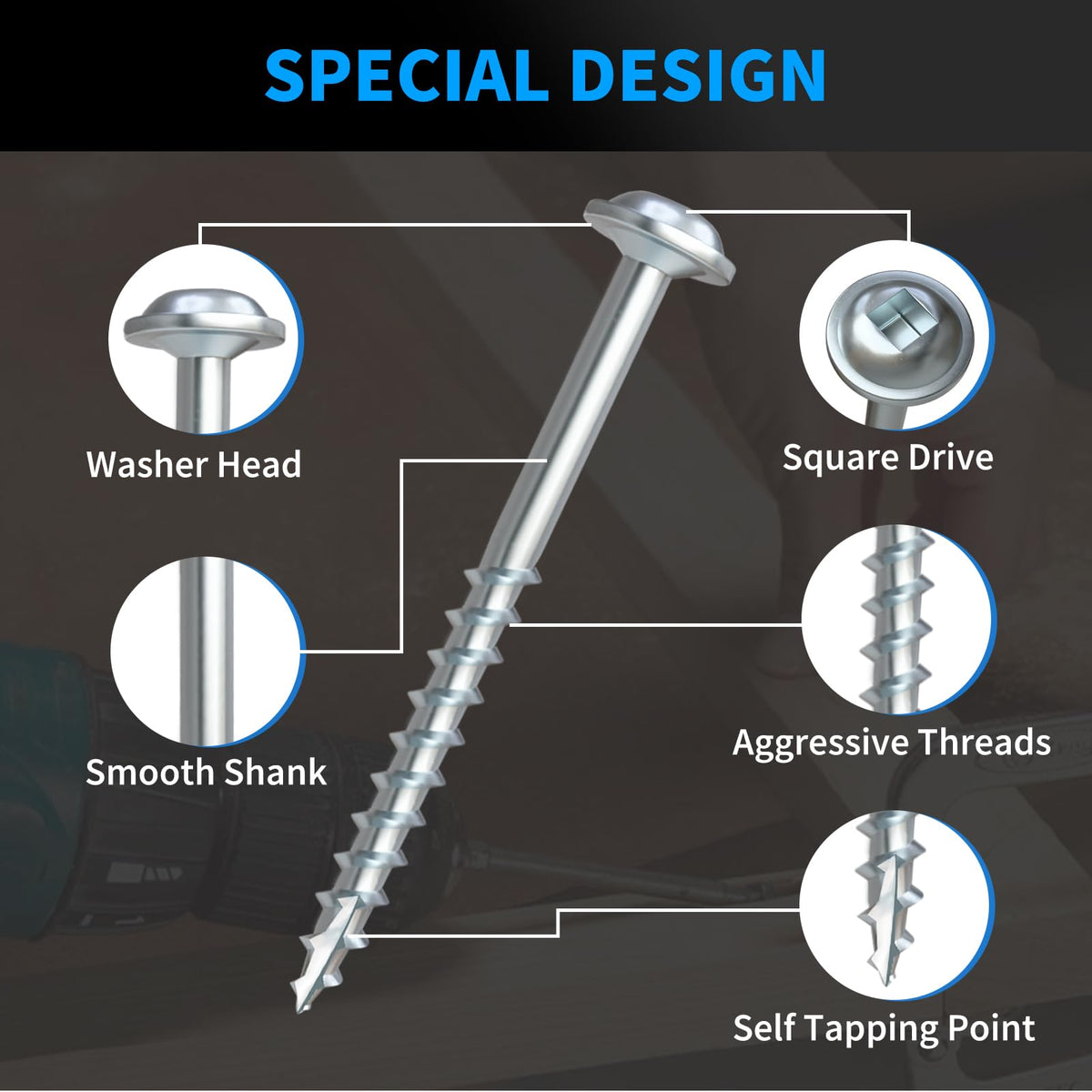 Pocket Hole Screws #8 x 1-1/4 Inch, 600PCS, Interior Pocket Screws