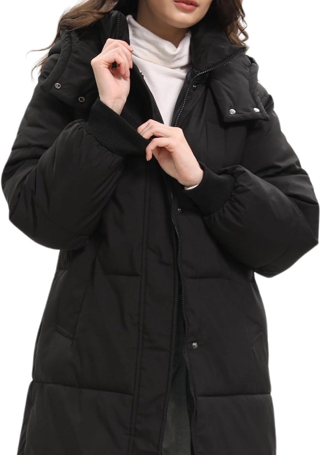 Long Puffer Jacket for Women Thickened Winter Down Coat with Pockets