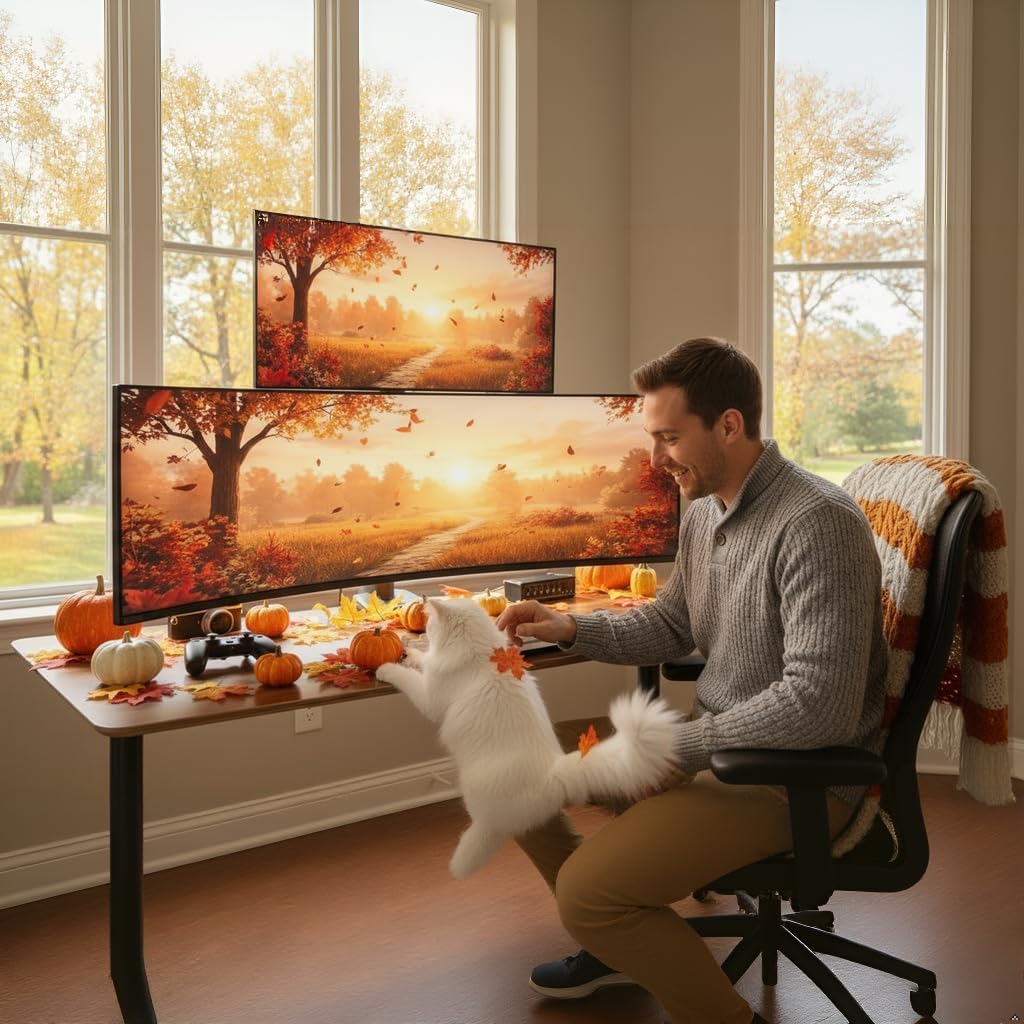 Stack Dual Ultrawide Monitor Mount with USB A/C for 17 to 49 Inch | Pro Gas Spring, Aluminum Material, Flexible