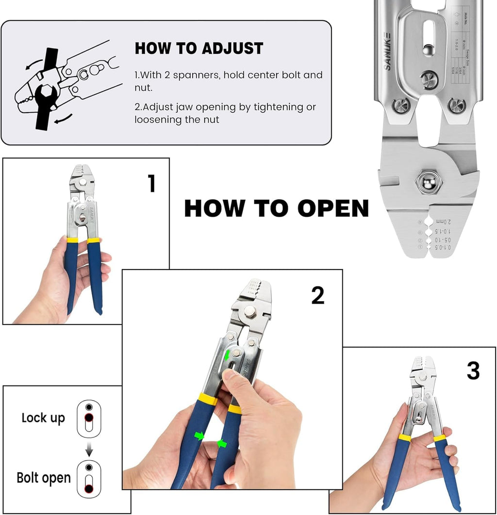 Sanuke Wire Rope Crimping Kit, Cable Swaging Tool Crimps up to 2.2mm