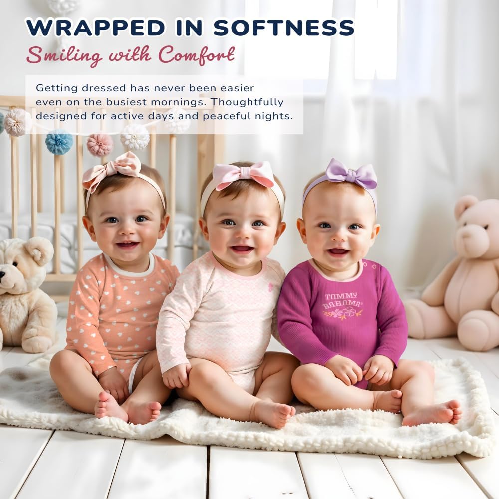 Baby 5-Piece Onesie Set - 100% Cotton Long Sleeve Bodysuit 5-Pack for Infant Boys and Girls