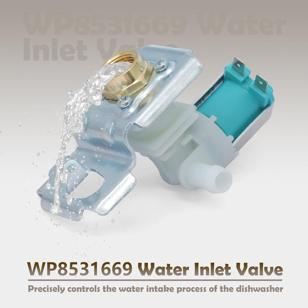 WP8531669 Dishwasher Water Inlet Valve Replacement for Whirlp for KitchenAid for Inglis for Estate for Roper for Kenmore, Replace 8531669 8531670 8268572 8268590 8528931 8531351