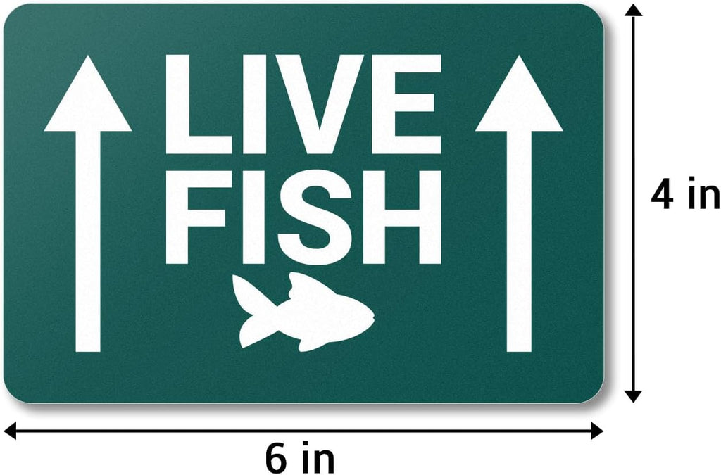 6 x 4 inch - Live Fish: This Side Up, Live Fish Stickers with UP Arrow (300 Labels, Green & White) for Shipping &