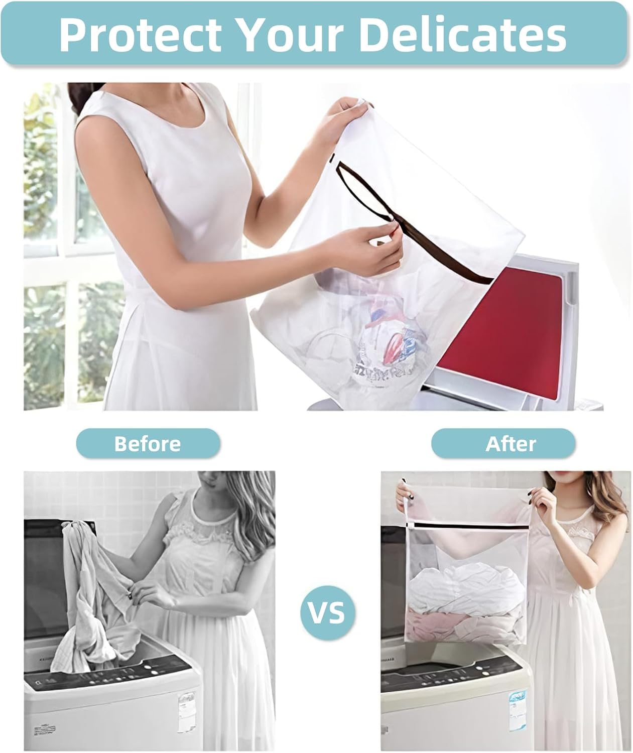 Mesh Laundry Bags for Delicates Durable Protective Wash Bags | Travel Storage Bags for Intimates Lingerie, 2PCS（2XL）