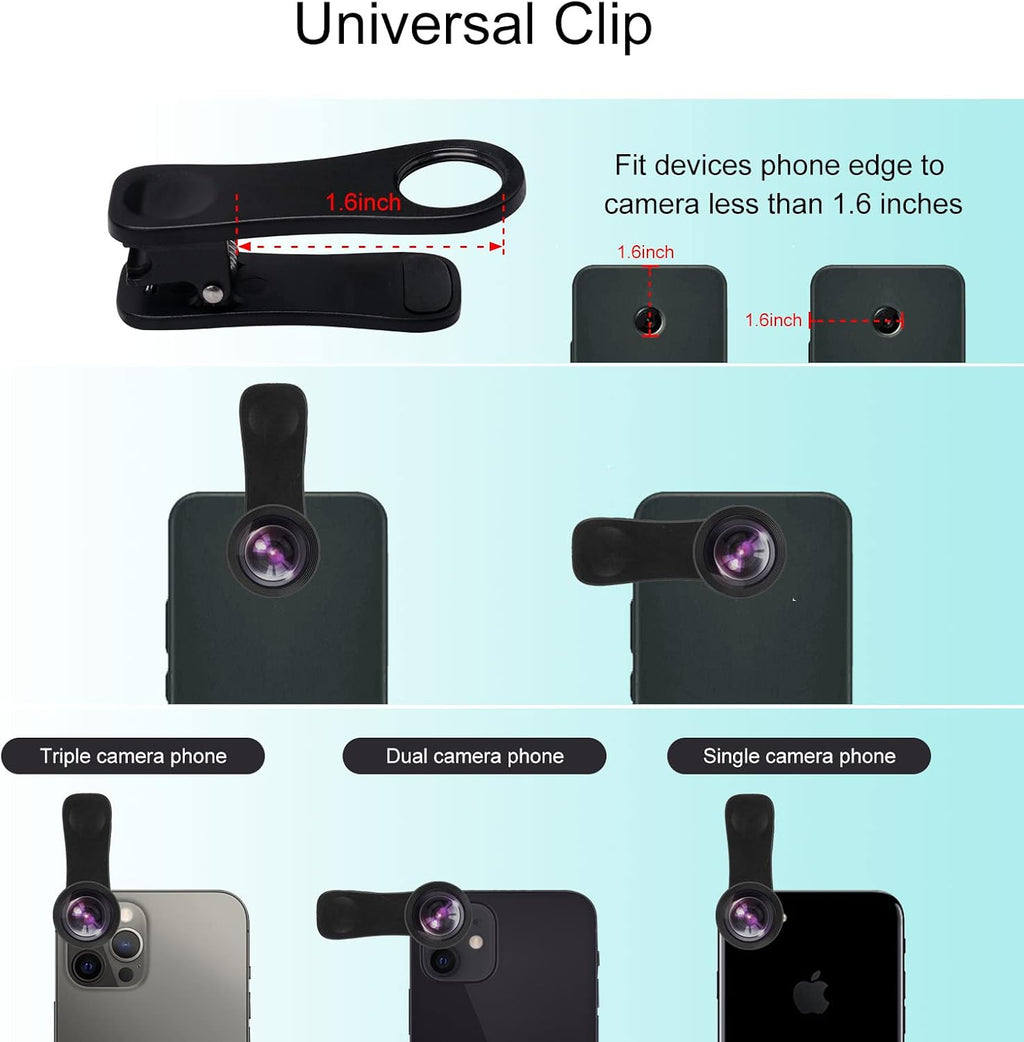 Phone Camera Lens, Godefa 3 in 1 Phone Lens kit-205° Fisheye Lens + Macro Lens + 120° Wide Angle Lens,Clip on Cell