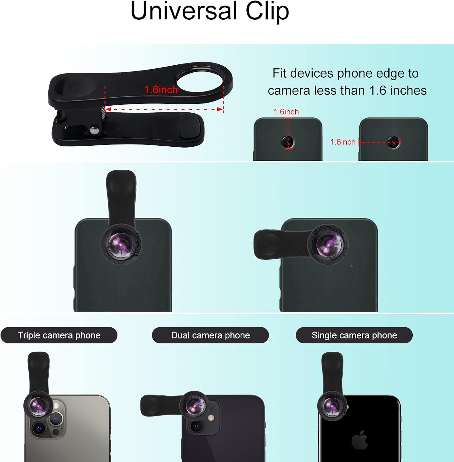 Phone Camera Lens, Godefa 3 in 1 Phone Lens kit-205° Fisheye Lens + Macro Lens + 120° Wide Angle Lens,Clip on Cell
