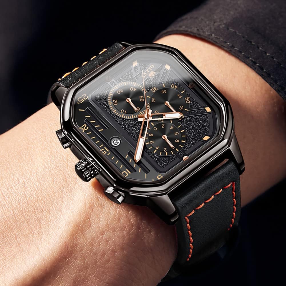 Square Watches for Men Chronograph Fashion Business Watch Luminous Waterproof Casual Wrist Watches