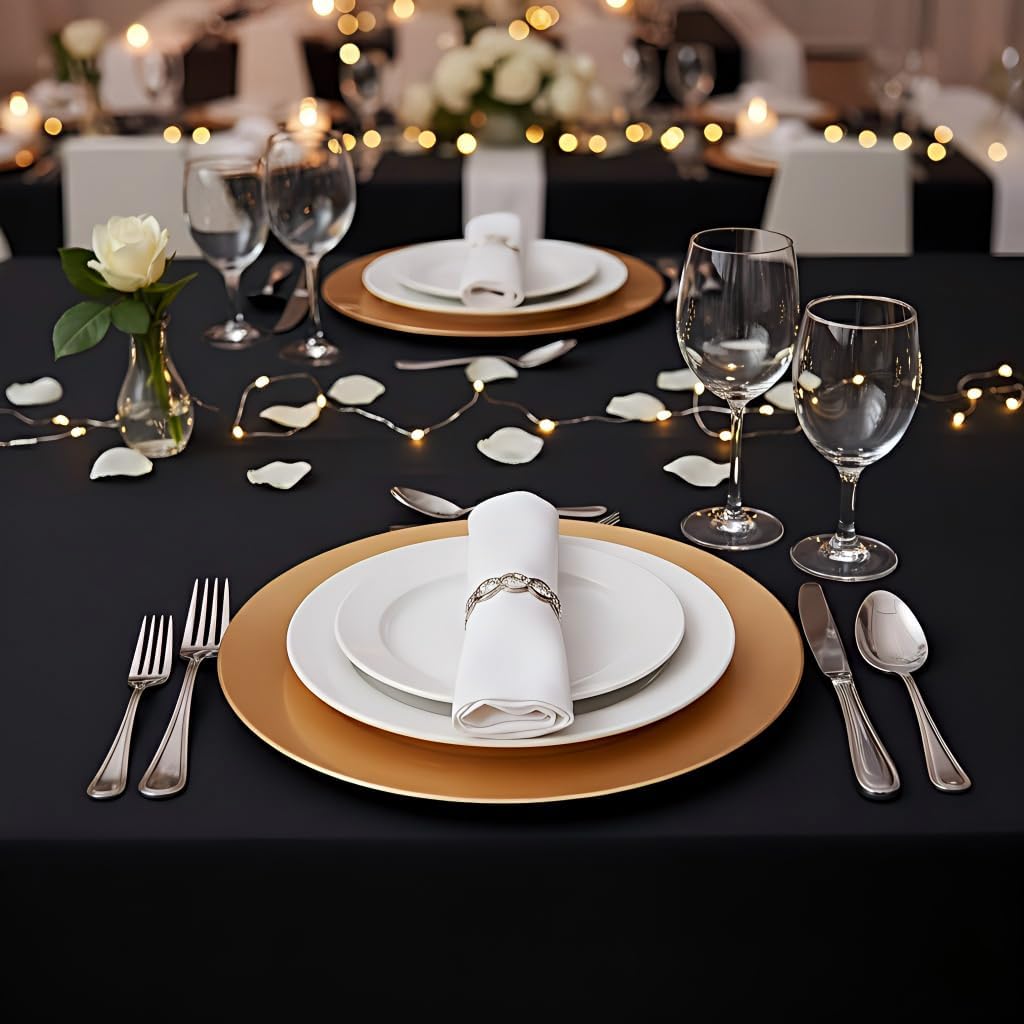 90x132 Inch Black Tablecloth for 6-8 Foot Rectangle Tables