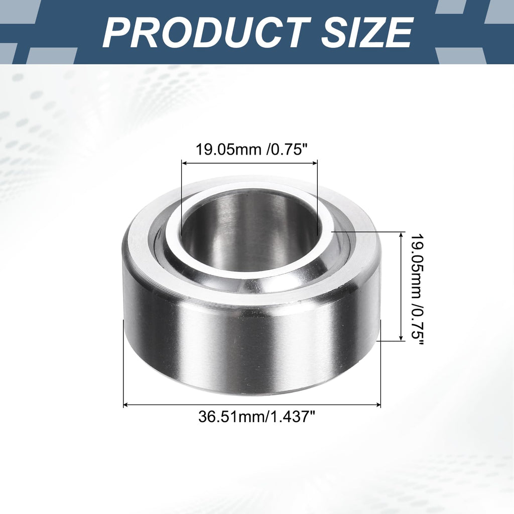 uxcell COM12T Spherical Plain Bearings 3/4" x1-7/16x3/4 Chrome Steel