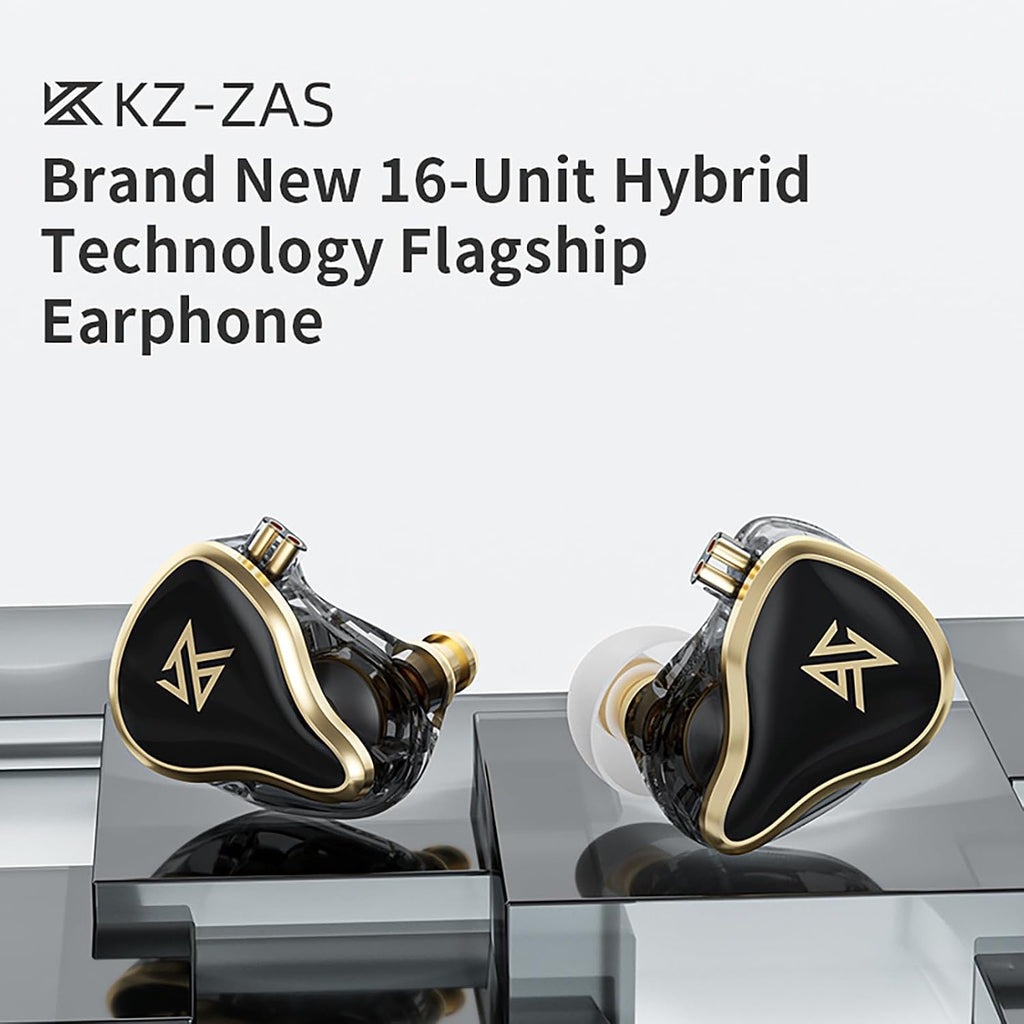 KZ ZAS in Ear Monitor Headphones 16 Units 7BA 1DD Hybrid Drivers HiFi IEM Earphones High Clarity Wired Earbuds for