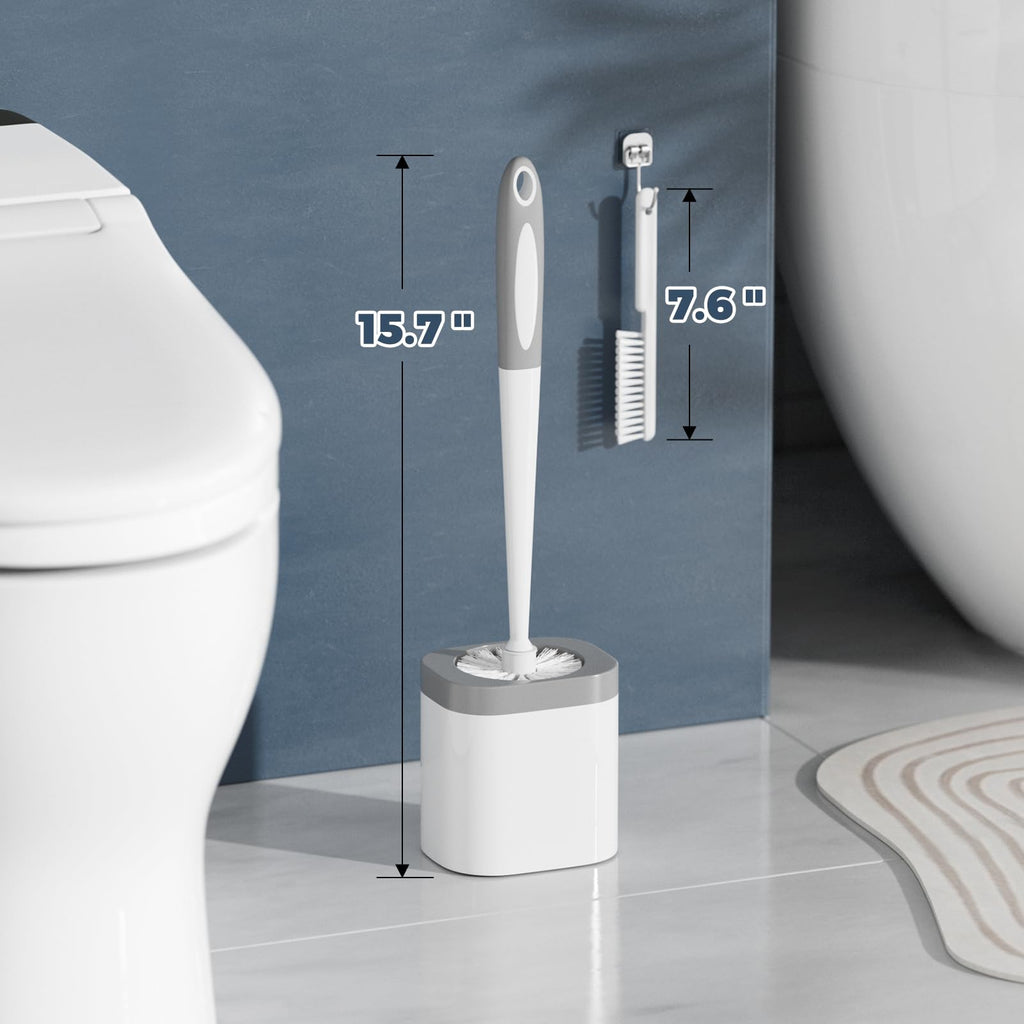 Toilet Brush and Holder Set, Space Saving, 3 Pack, White