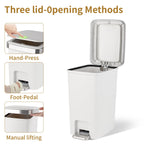 Small Bathroom Trash Can with Lid Step Pedal, 2.6 Gallon, White