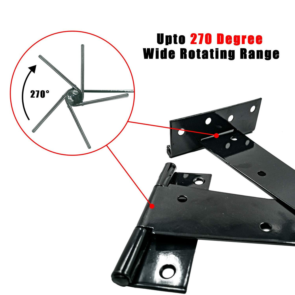 Heavy Duty T Hinge, 2 pcs, 8 Inch, Black, Powder Coated, Carbon Steel