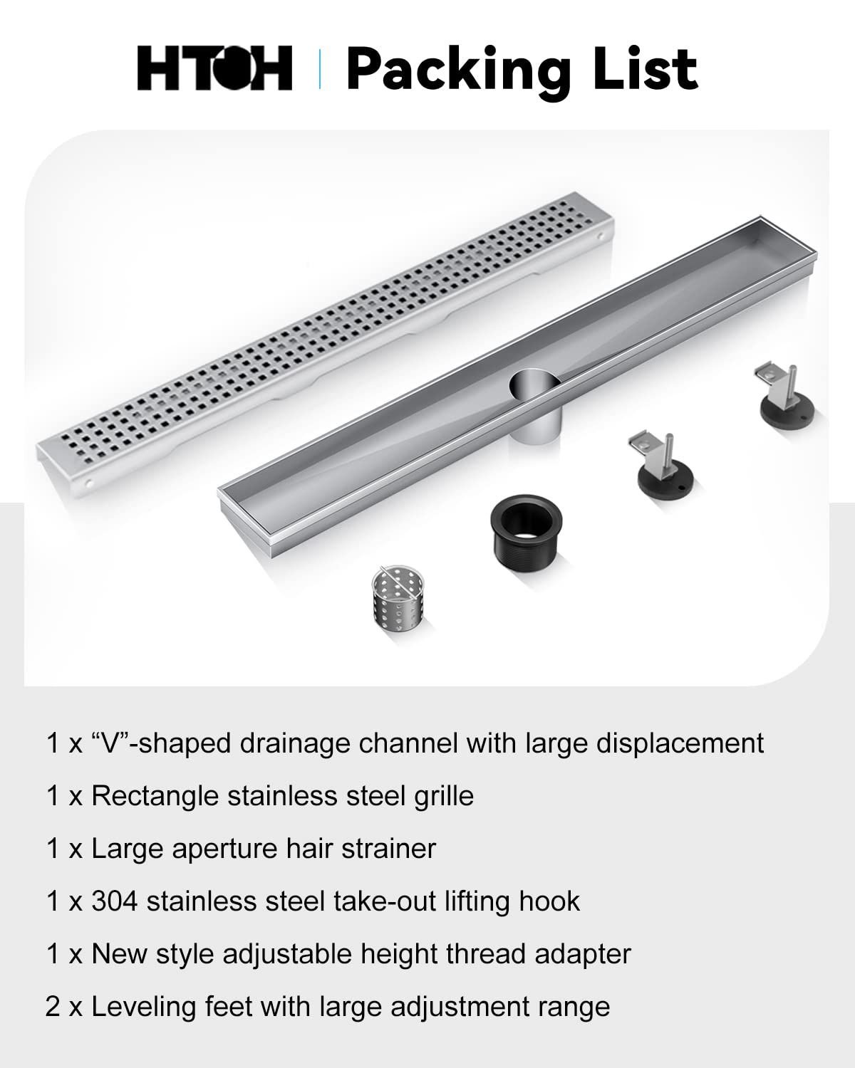 Shower Drain, Modern Linear Shower Drain 24 Inch (Brushed Nickel)