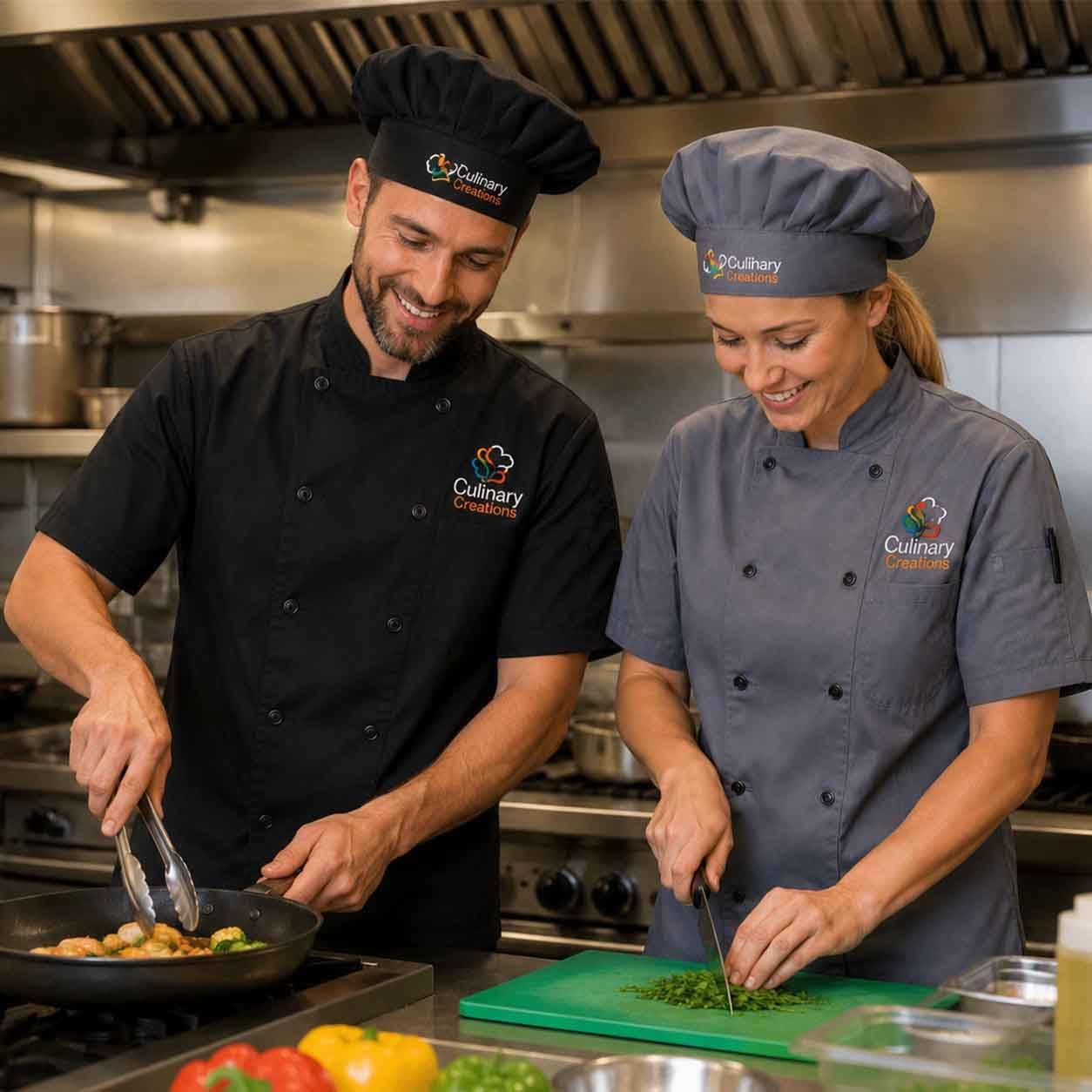 Custom Chef Coat Men Women Personalized Chef Jacket＆Hat with Logo Name Text Customized Chef's Uniform Short Sleeve