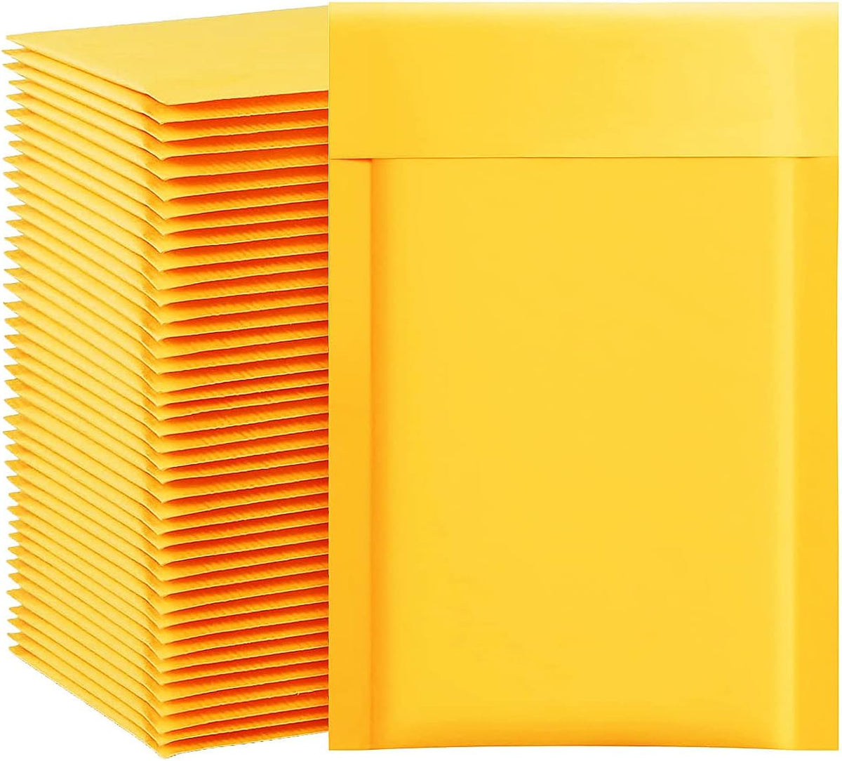 Kraft Bubble Mailers 4x8 Inch 100 Pcs,Small Self-Sealing Mail Shipping Bags,Yellow Padded Envelopes #000