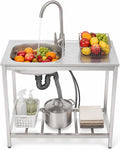 Stainless Steel Utility Sink, Freestanding Commercial Outdoor Utility Sink