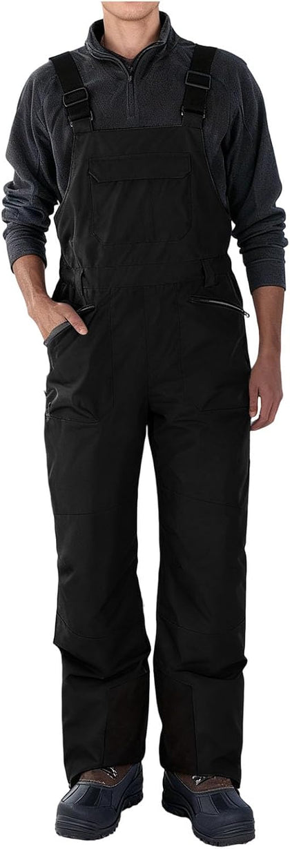 2026 Men's Solid Color Ski Bib Insulated Warm Winter Snowsuits | Waterproof Windproof Snowboard Baggy Pants Thermal