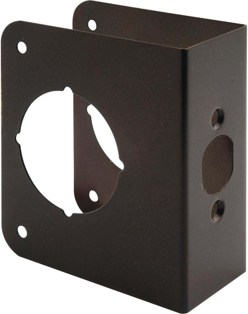 U 10745 Brass Lock and Door Reinforcement Plate for 1-3/4 In. Thick Doors, Bronze Finish (Single Pack) | For 1-3/4