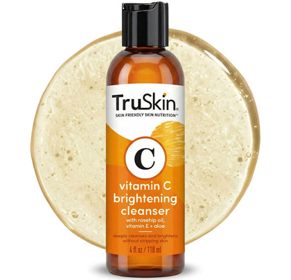 Vitamin C Brightening Face Wash with Rosehip Oil, 4 fl oz | Vitamins C & E, Aloe Vera and MSM gently cleanse, refresh