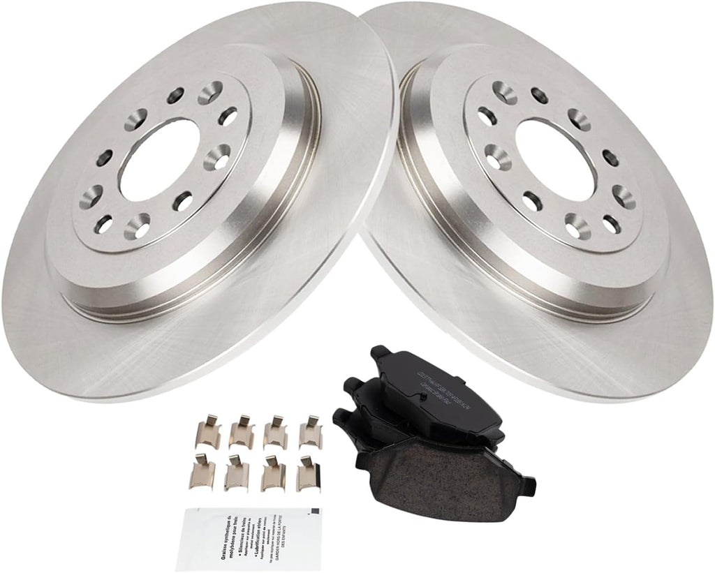 Rear Ceramic Brake Pad and Rotor Set Compatible with 15-19 Ford Explorer Base with Standard Duty Brakes, 12-19 Ford