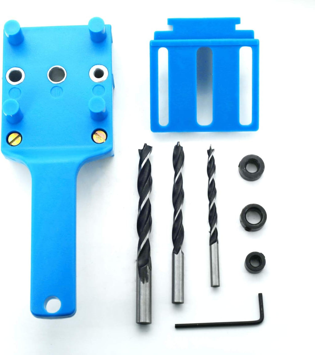 9pcs/set Handheld Woodworking Doweling Jig Straight Hole Puncher,Drill Guide Wood Dowel Drilling Hole Saw Kit
