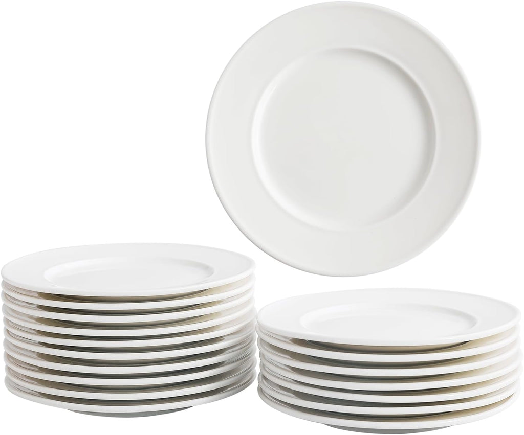 6 Inch Ceramic Appetizer Plates, White Salad Dessert Plate Set of 18