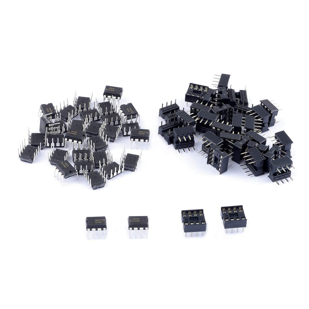 30Pcs NE555P Single Precision Timer with Sockets, NE555N NE555 Timer Chip IC Pulse Generator (Pack of 30) CYT1108