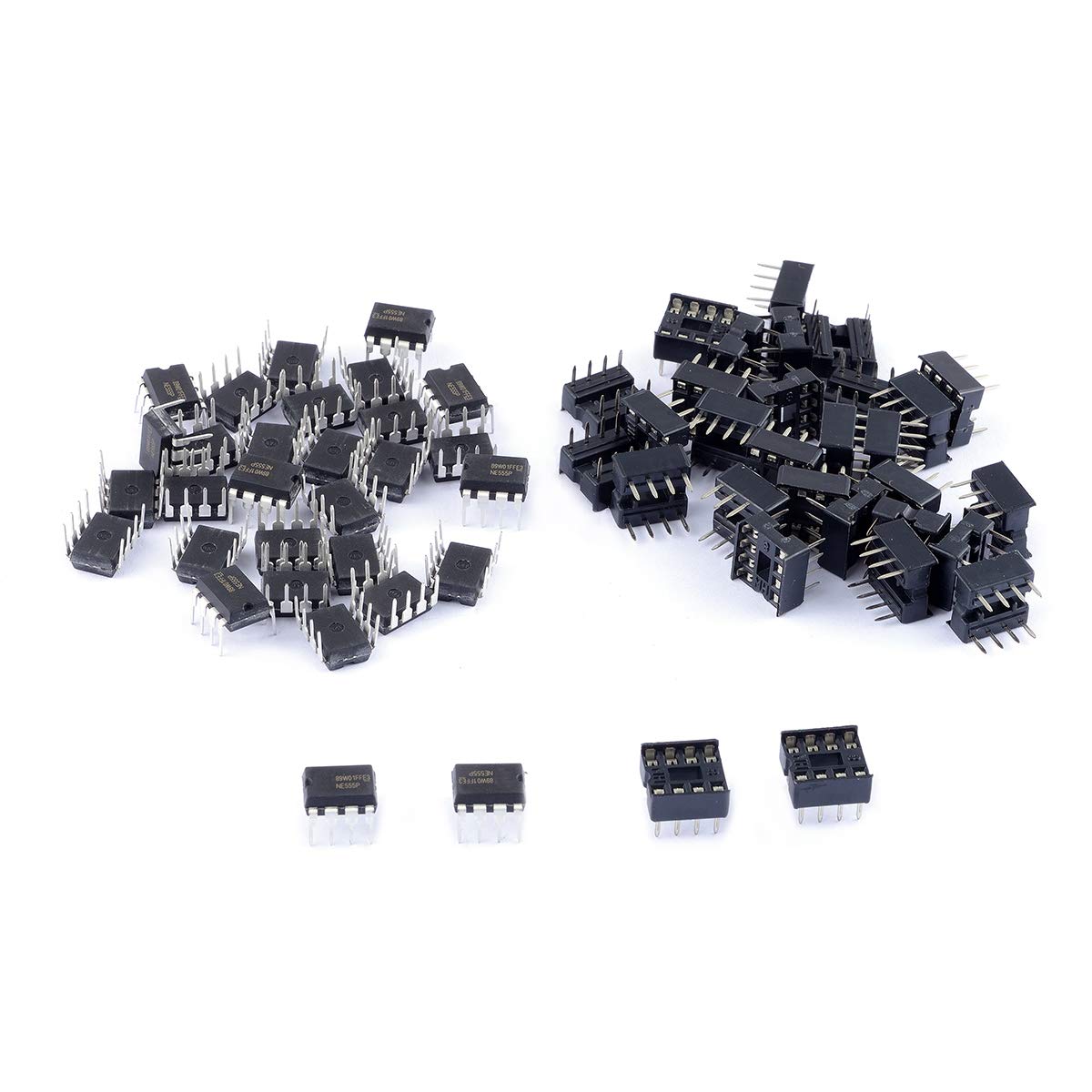 30Pcs NE555P Single Precision Timer with Sockets, NE555N NE555 Timer Chip IC Pulse Generator (Pack of 30) CYT1108