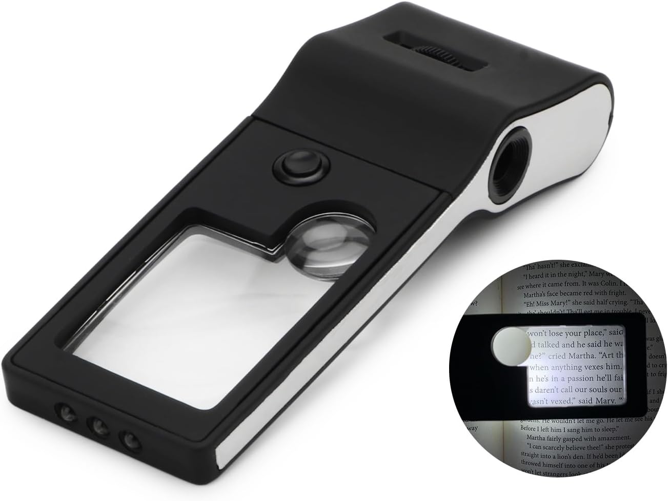 3X & 10X & 55X Jewelers Loupe, Pocket Handheld Magnifying Glass with Light | Plastic, triple lens microscope loupe