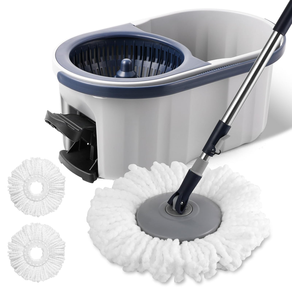 Spin Mop and Bucket System with 180-Degree Rotating Head