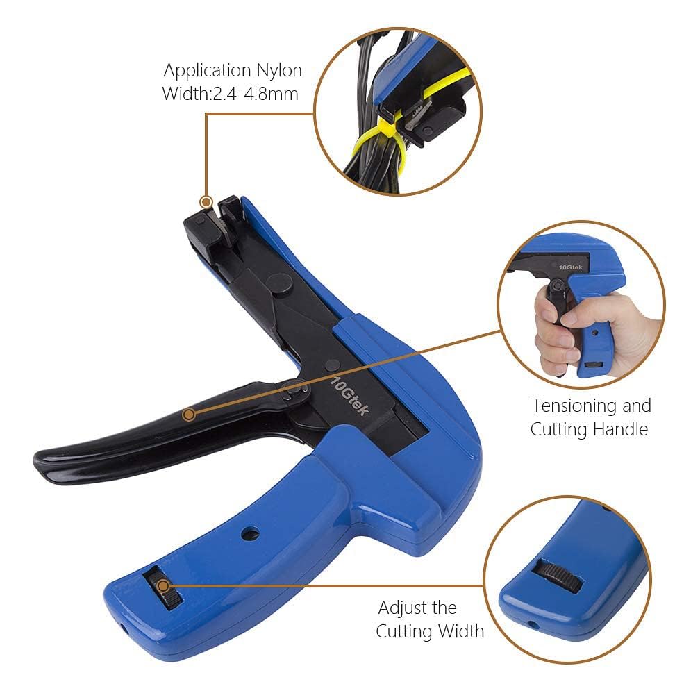 10Gtek Cable Tie Gun, Nylon Zip Tie Tensioning and Cutting Tool