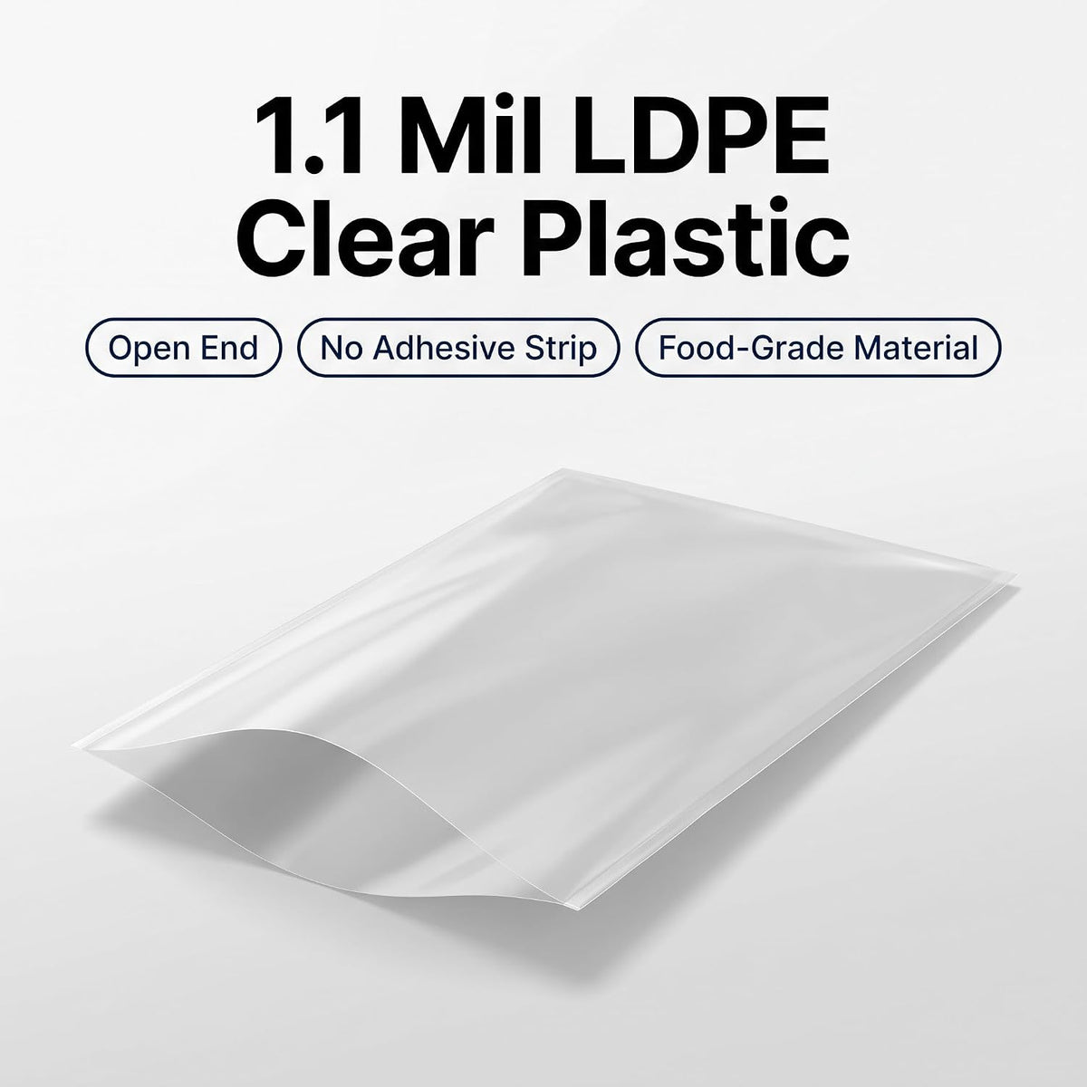 6" X 8" Open-End Flat Clear Poly Bags (1000 Count) - 1.1 Mil Plastic