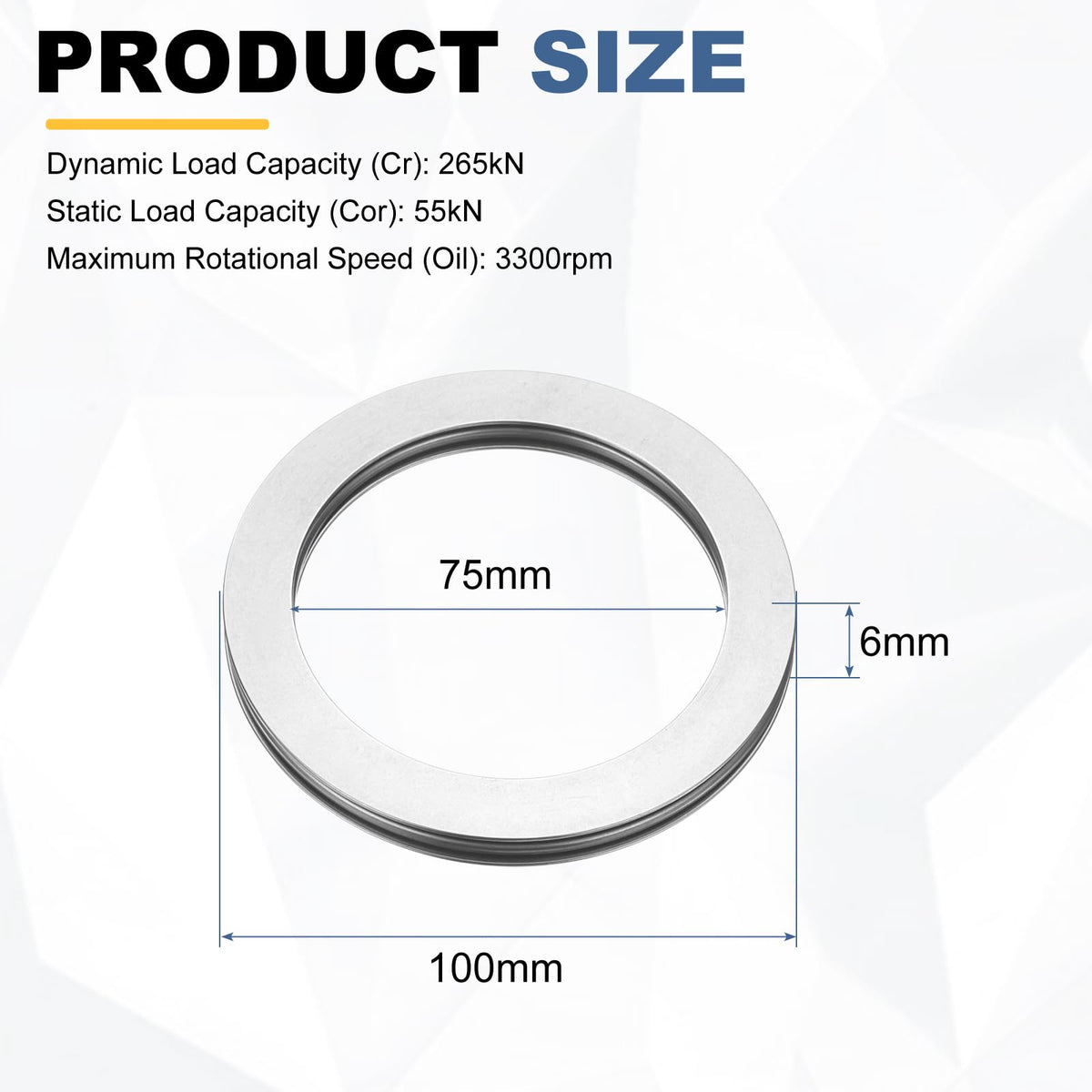 uxcell AXK75100 Thrust Needle Roller Bearings with Washers, ID 75mm