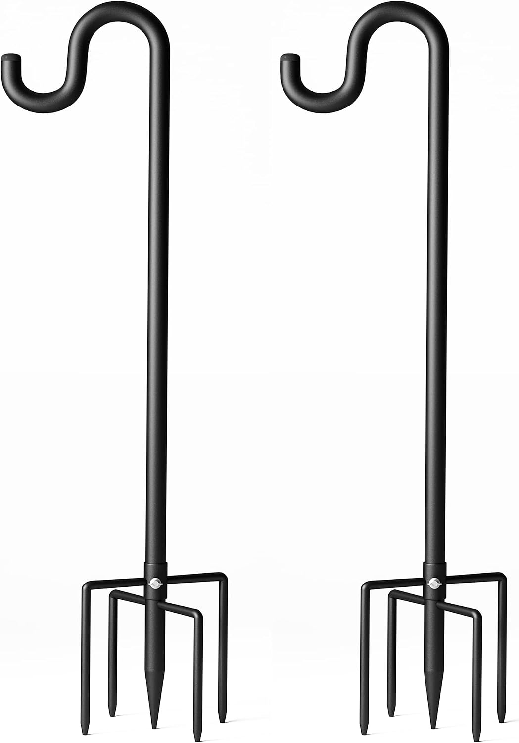 76" Shepherds Hooks for Outdoor, Extra Thick Bird Feeder Pole with 5 Prong Base, Adjustable Shepards Hook for Garden