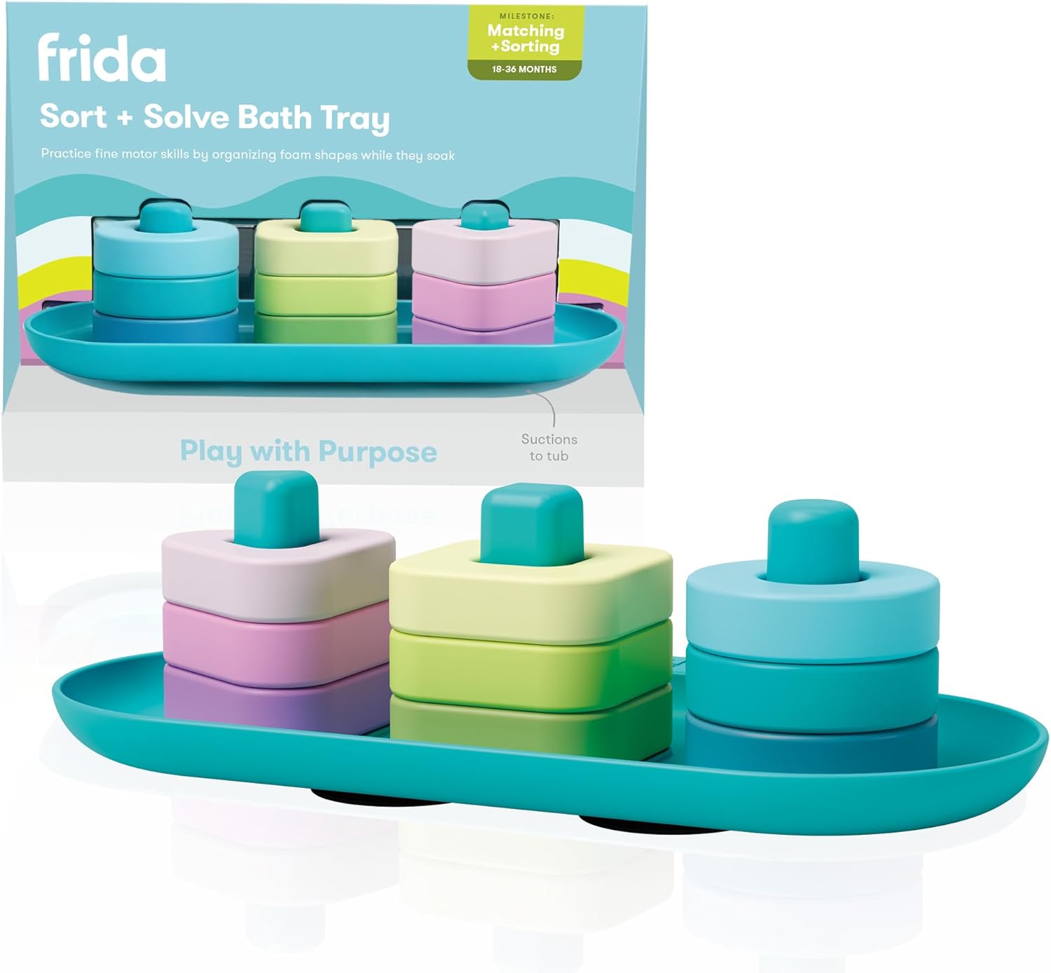 Frida Baby Sort + Solve Bath Puzzle Bath Toy, Matching + Sorting Bath Toys for Toddlers, Play with Purpose, Develop
