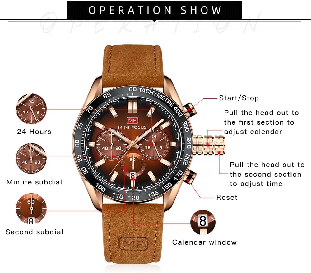 Watch for Men Sport Military Waterproof Chronograph Mens Watches Analog Quartz Big Face Classic Stylish Fashion