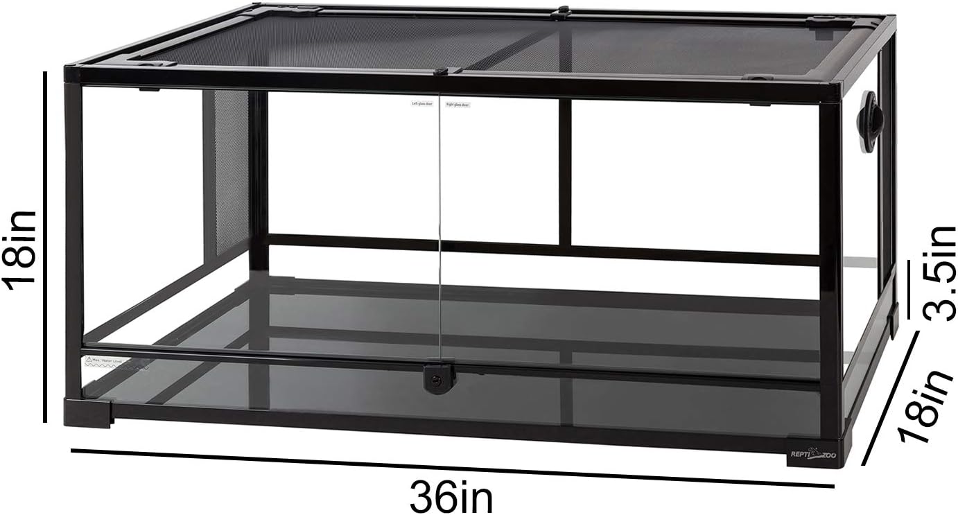 50 Gallon Reptile Glass Terrarium Tank Double Hinge Door with Screen Ventilation Large Reptile Terrarium 36" x 18" x