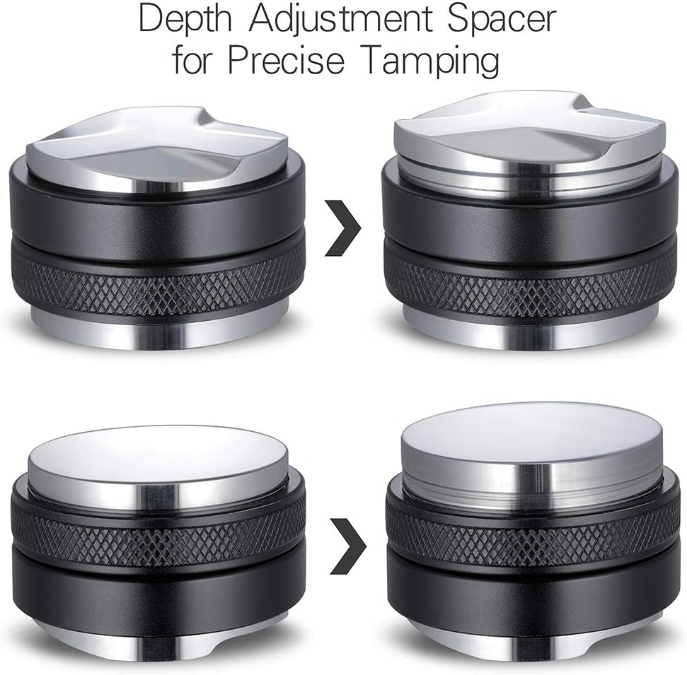 53mm Coffee Distributor and Tamper, Dual Head Coffee Leveler Compatible with Breville 54mm Portafilter, Adjustable