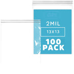 13" x 13" Large Zip Bags, 100 Pack, 2 Mil, Reclosable for Scrapbook, GPI